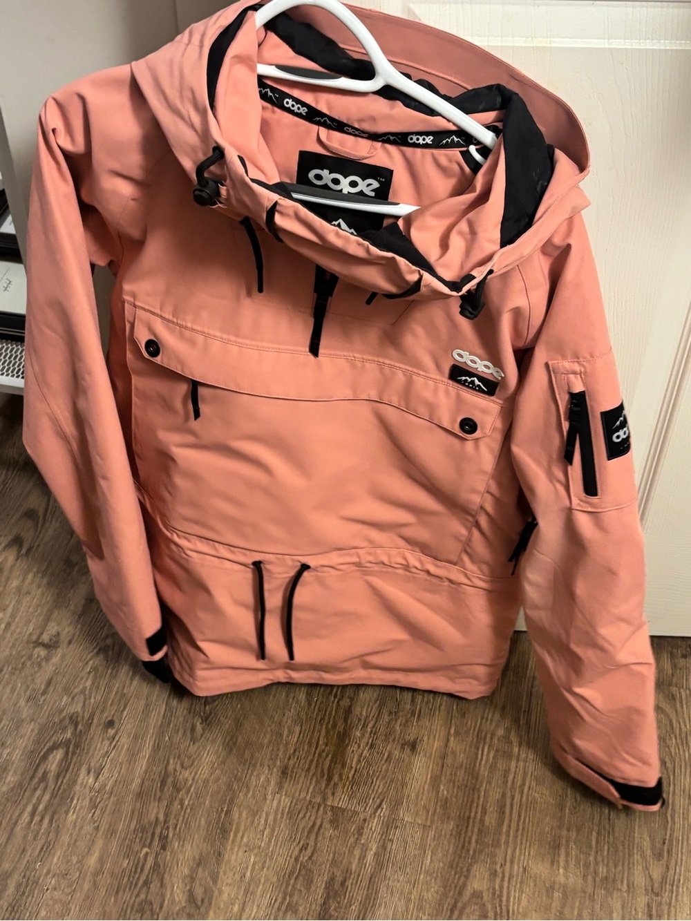 DOPE Coral-Peach Ski Pullover Jacket with Hood